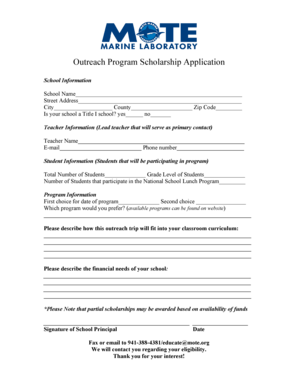 Outreach Program Scholarship Application