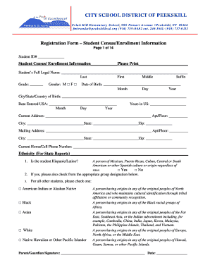Student Census/Enrollment Information Form