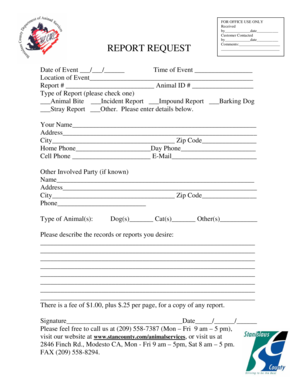 Animal Incident Report Form