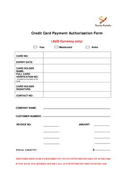 Credit Card Payment Authorization Form