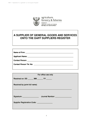 SBD 11 Application for DAFF Supplier Registration