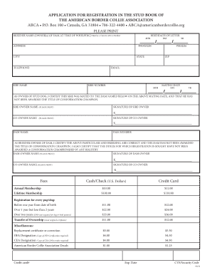American Border Collie Association Registration Form