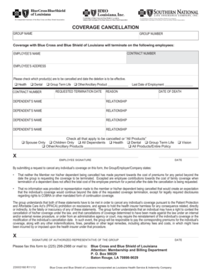 Coverage Cancellation Form