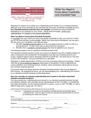 Overdraft Practices Consent Form