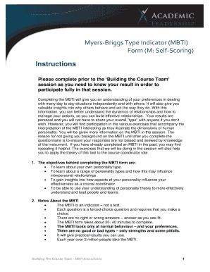 MBTI Self-Scoring Form