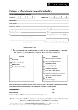 Curtin University Proxy Authorization Form
