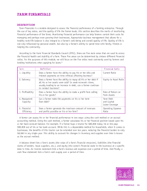 Farm Financials Assessment Form