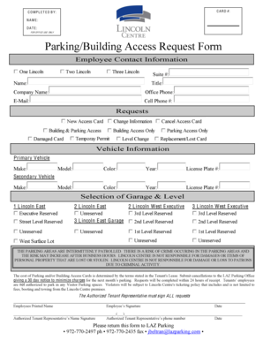 Parking Building Access Request Form