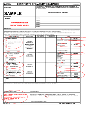 ACORD Certificate of Liability Insurance