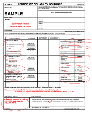 Certificate of Liability Insurance