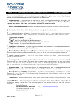 Third Party Originator Application Agreement