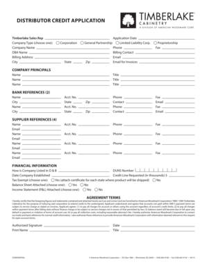 Distributor Credit Application