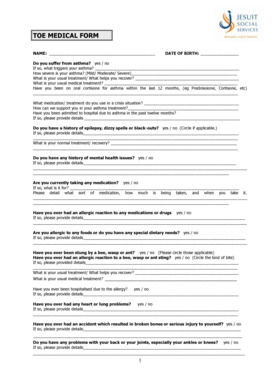 Medical Health Form