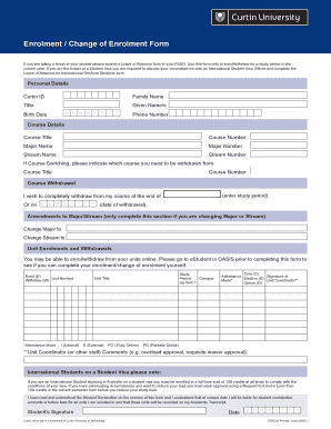 Curtin University Enrolment Form