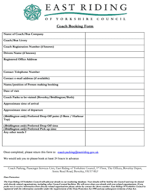 Coach Booking Form