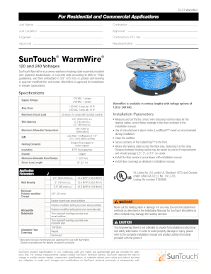 Formulario de Instalación de SunTouch WarmWire