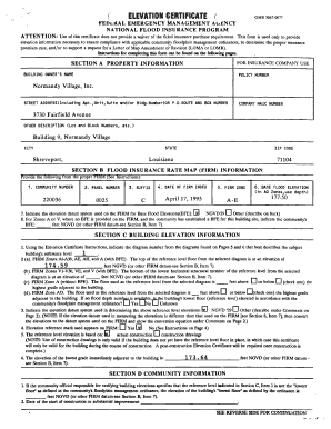 Elevation Certificate for Flood Insurance