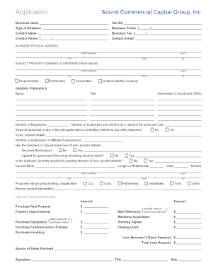 US Small Business Administration Loan Application