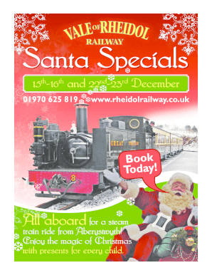 Vale of Rheidol Railway Santa Special Train Booking Form