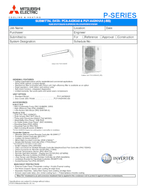 Mitsubishi Electric Air-Conditioning System Submittal Form