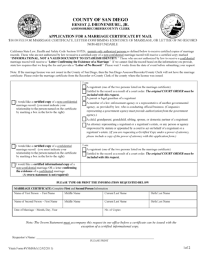California Marriage Certificate Application