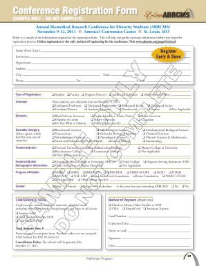 Annual Biomedical Research Conference Registration Form