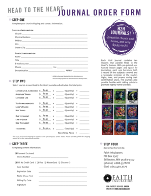 Head to the Heart Journal Order Form