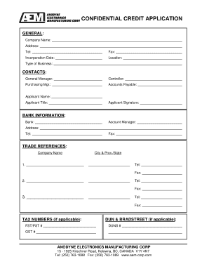 Confidential Credit Application