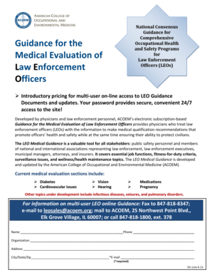 Law Enforcement Officer Medical Evaluation Guidance