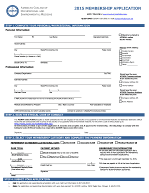2015 ACOEM Membership Application