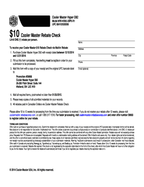 Cooler Master Hyper D92 Mail-In Rebate Form