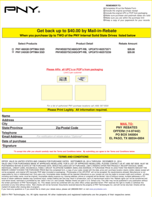 PNY SSD Mail-in Rebate Form