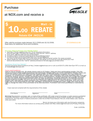 Eagle Tech Mail-in Rebate Form