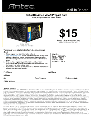 Antec Visa Prepaid Card Rebate Form