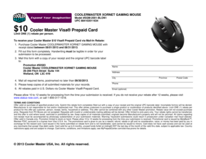 Cooler Master Xornet Gaming Mouse Rebate Form