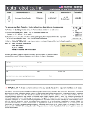 Data Robotics Visa Prepaid Card Rebate Form