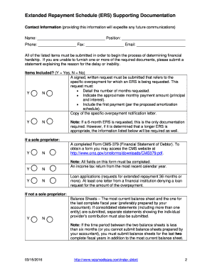 Extended Repayment Schedule (ERS) Application