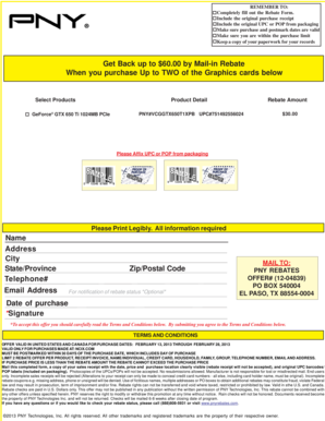 PNY Graphics Card Mail-in Rebate Form