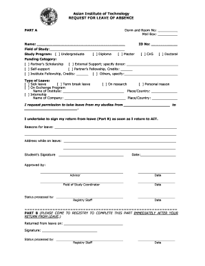 Asian Institute of Technology Leave Request Form