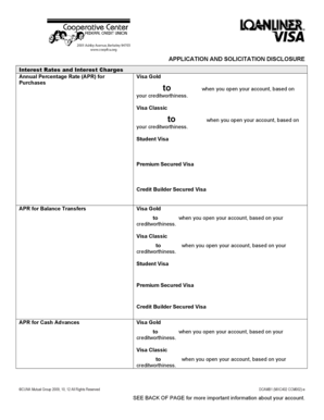 Credit Card Application and Solicitation Disclosure