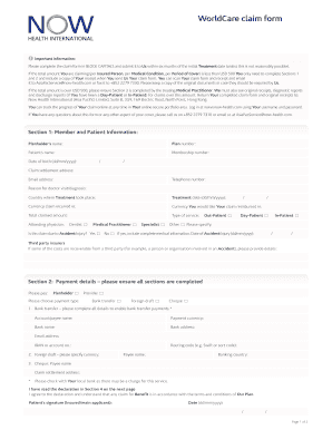WorldCare Medical Claim Form