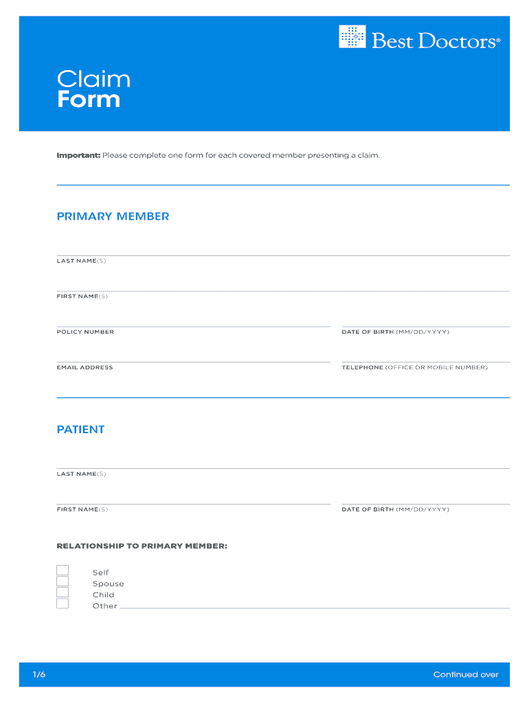 Fillable Online Important Please complete one form for each covered