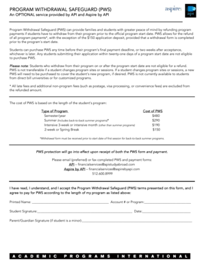 Program Withdrawal Safeguard Form