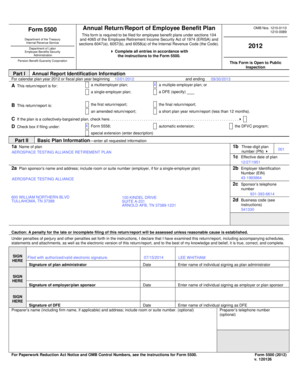 Form 5500 Annual Return/Report of Employee Benefit Plan