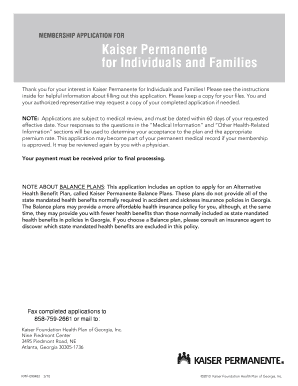 Kaiser Permanente Membership Application