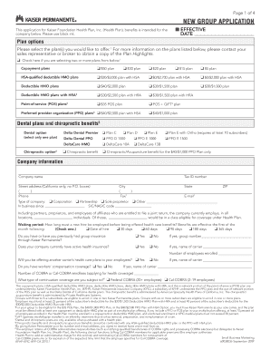 Kaiser Permanente New Group Application