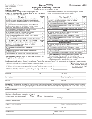 Form CT-W4, 2012 Employee's Withholding Certificate - region-12