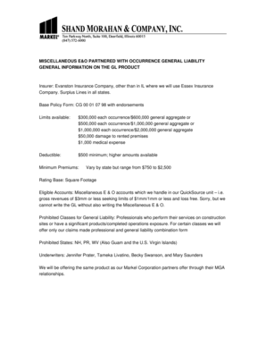 General Liability Insurance Application