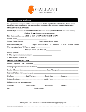 Corporate Account Application