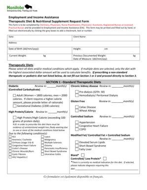Therapeutic Diet & Nutritional Supplement Request Form